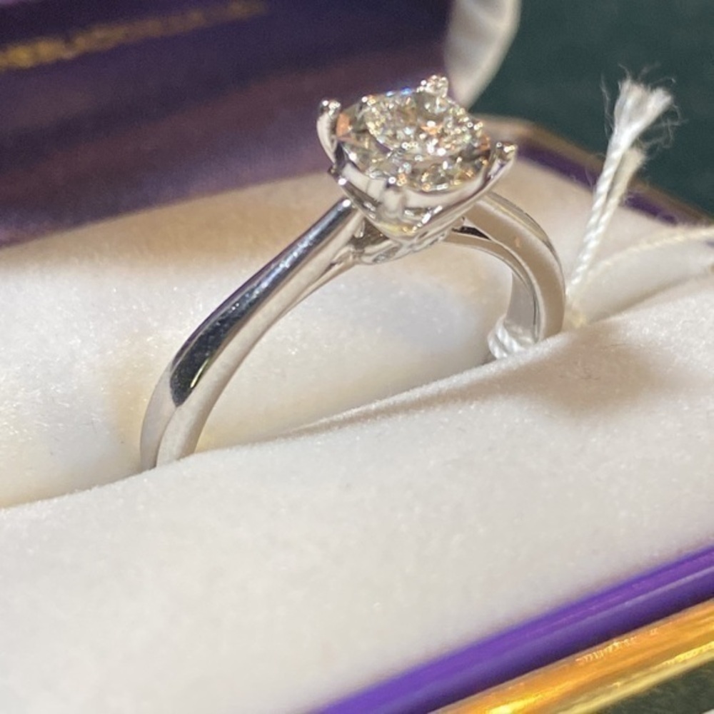 Dimond ring-“rhapsody” 14K white gold single stone wedding proposal engagement